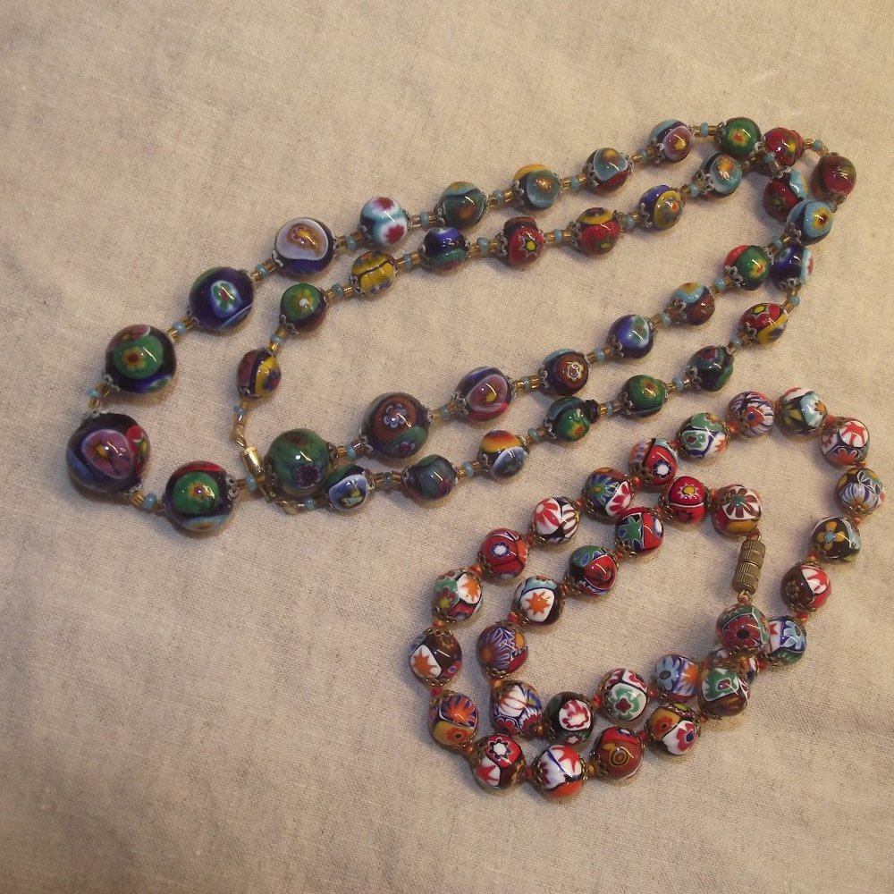Vintage Italian Venetian Millefiori Glass Beads